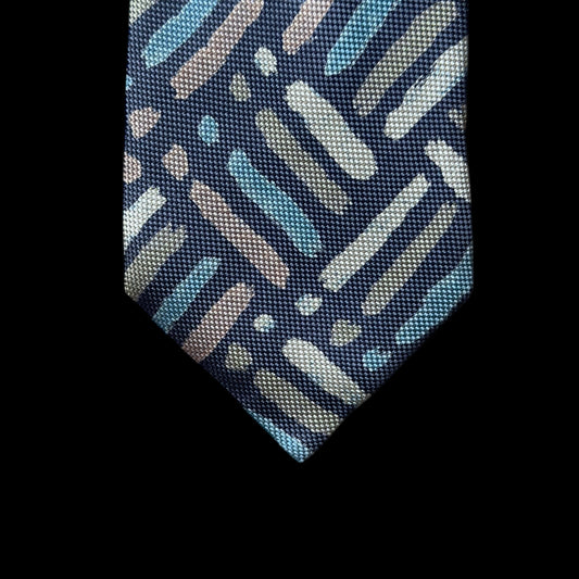 MIYAKE Design Studio Grey Abstract Silk Tie (9.3 cm by 147.5 cm) Medium Front