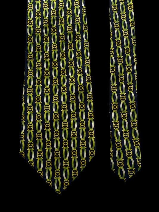 MODILIANI Vintage Navy Blue Equestrian Silk Tie (9.8 cm by 149 cm) Normal Front Size