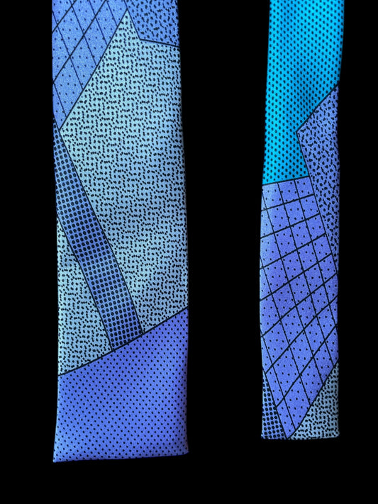 MEMPHIS MILANO Vintage Light Purple Crepe Silk Tie (Skinny Square  Front Size 5.2 cm)