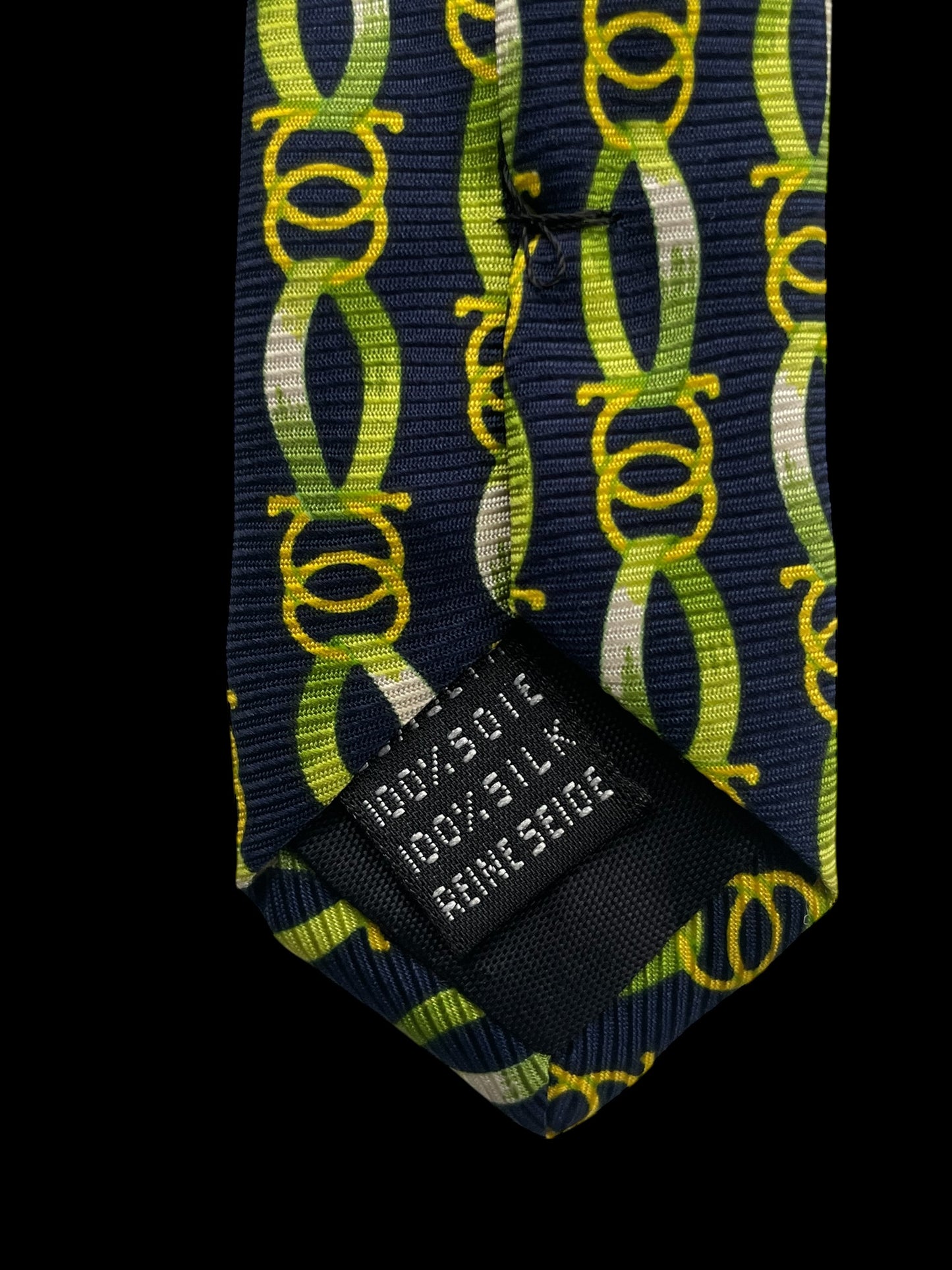 MODILIANI Vintage Navy Blue Equestrian Silk Tie (9.8 cm by 149 cm) Normal Front Size