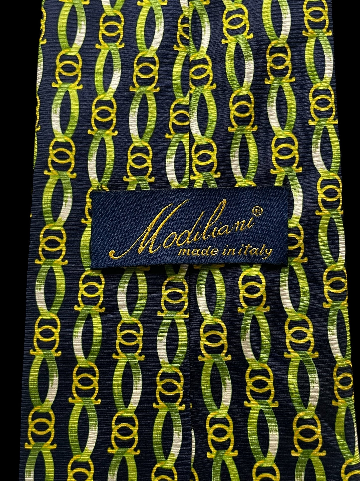MODILIANI Vintage Navy Blue Equestrian Silk Tie (9.8 cm by 149 cm) Normal Front Size