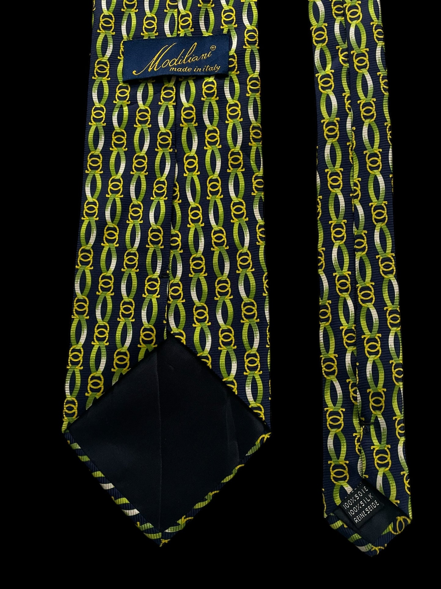 MODILIANI Vintage Navy Blue Equestrian Silk Tie (9.8 cm by 149 cm) Normal Front Size