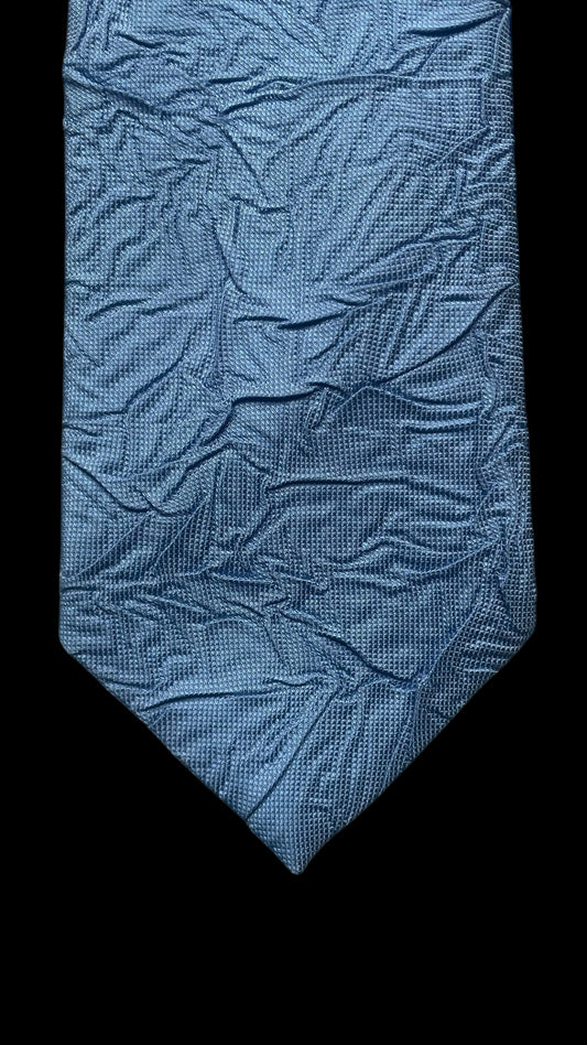 Vintage Blue Pleated Polyester Tie by JAIME VALENTIN (9.6 cm by 145 cm)