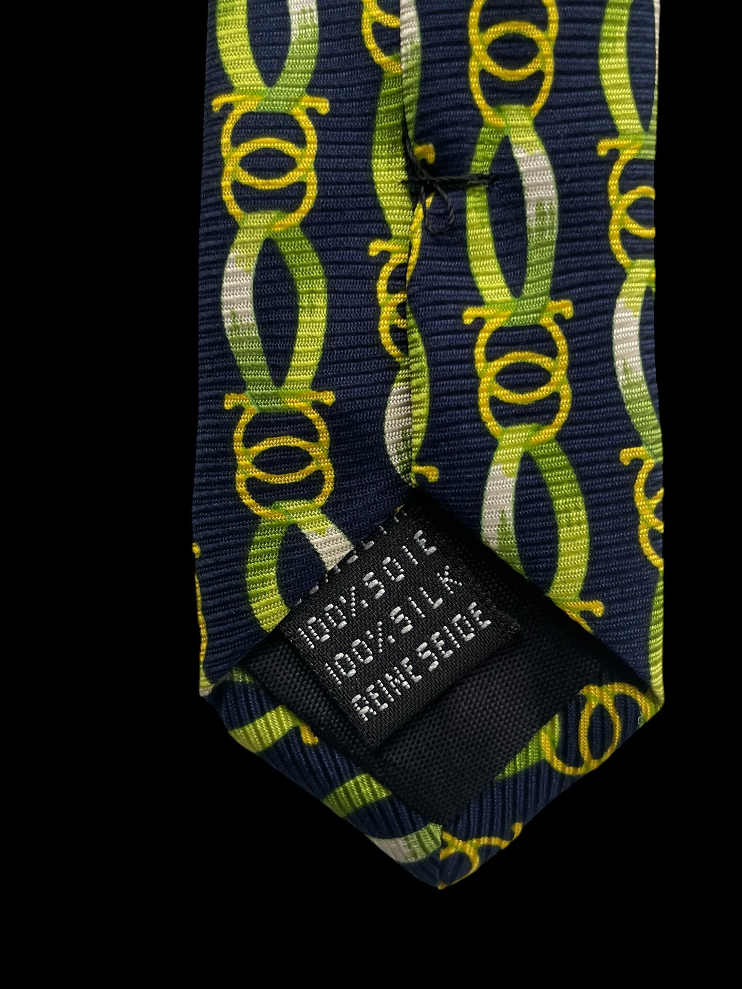 MODILIANI Vintage Navy Blue Equestrian Silk Tie (9.8 cm by 149 cm) Normal Front Size