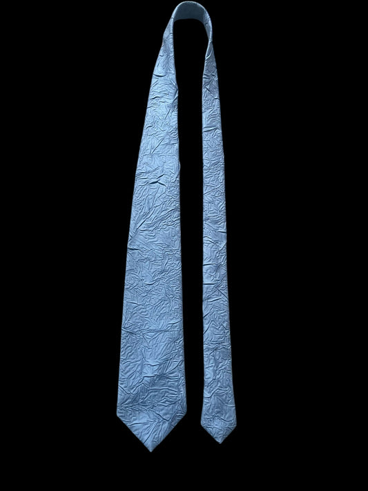 Vintage Blue Pleated Polyester Tie by JAIME VALENTIN (9.6 cm by 145 cm)