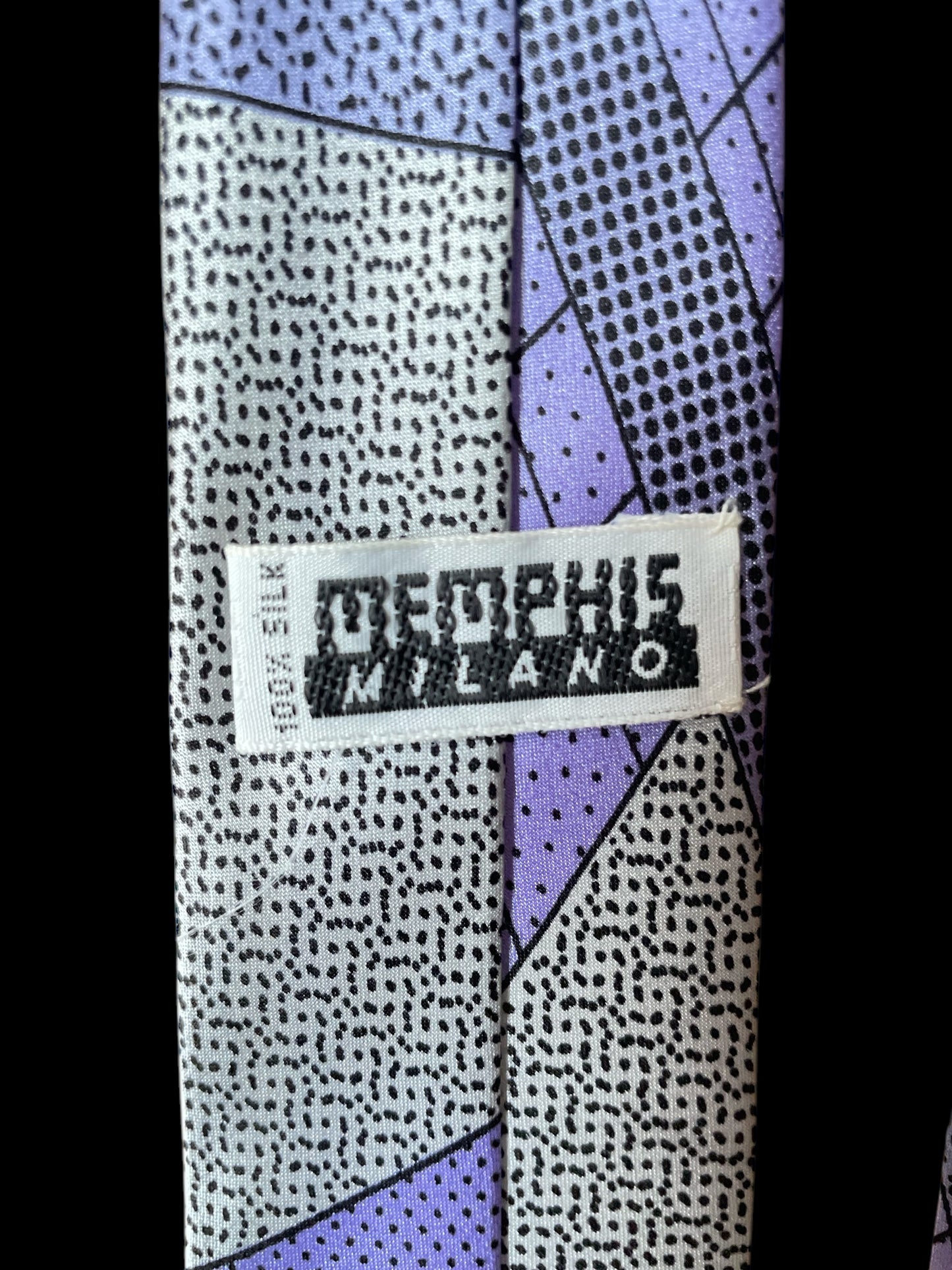 MEMPHIS MILANO Vintage Light Purple Crepe Silk Tie (Skinny Square Front Size 5.2 cm)