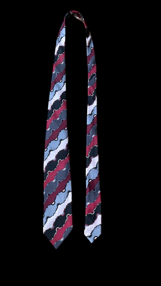 EMILIO PUCCI Vintage Grey Geometric Silk Tie (7.1 cm by 137.5 cm) Small Front Size
