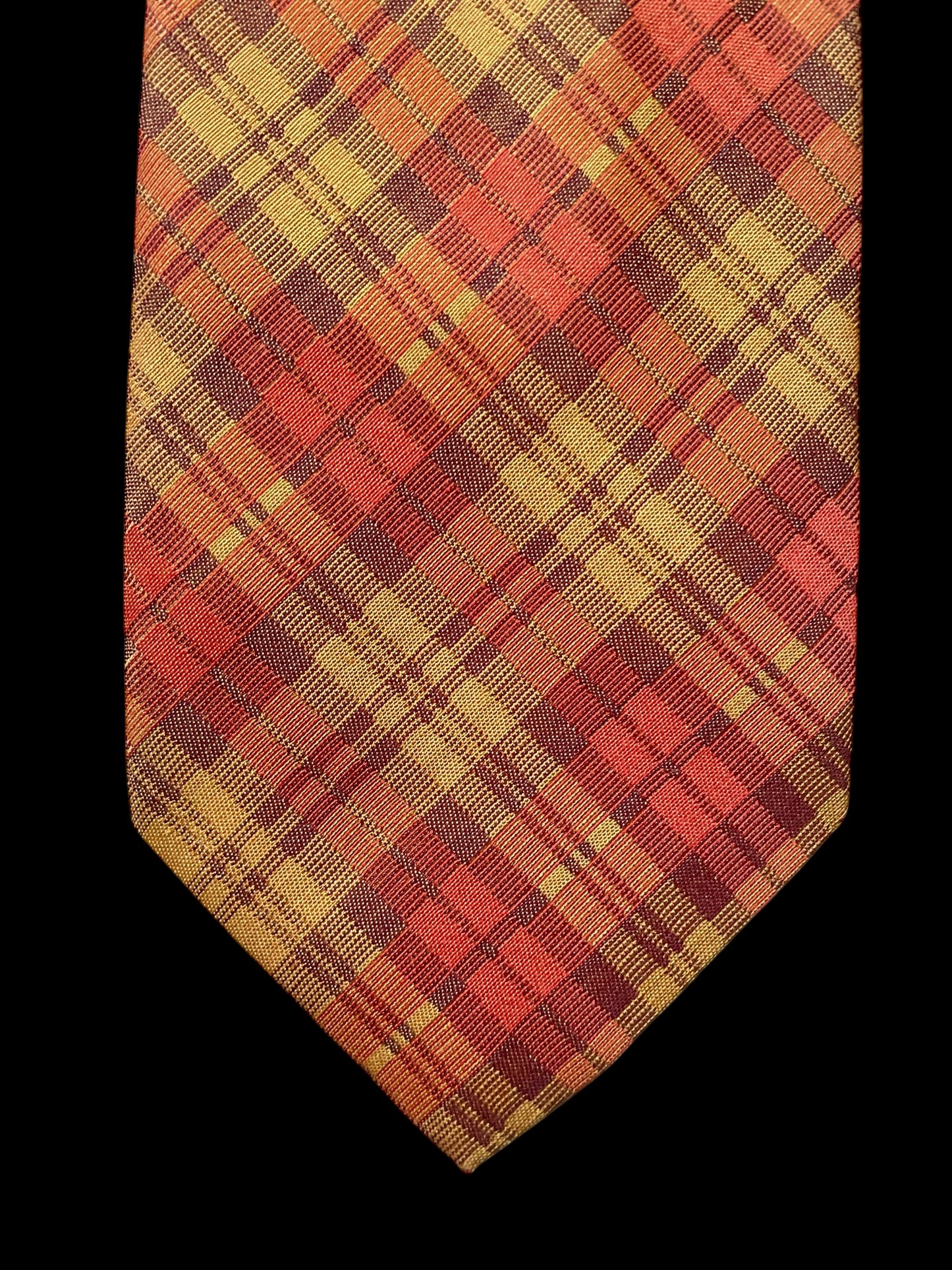 MULBERRY Vintage Orange Checks Silk-Wool Blended Tie ( 9.7 cm by 144 cm)