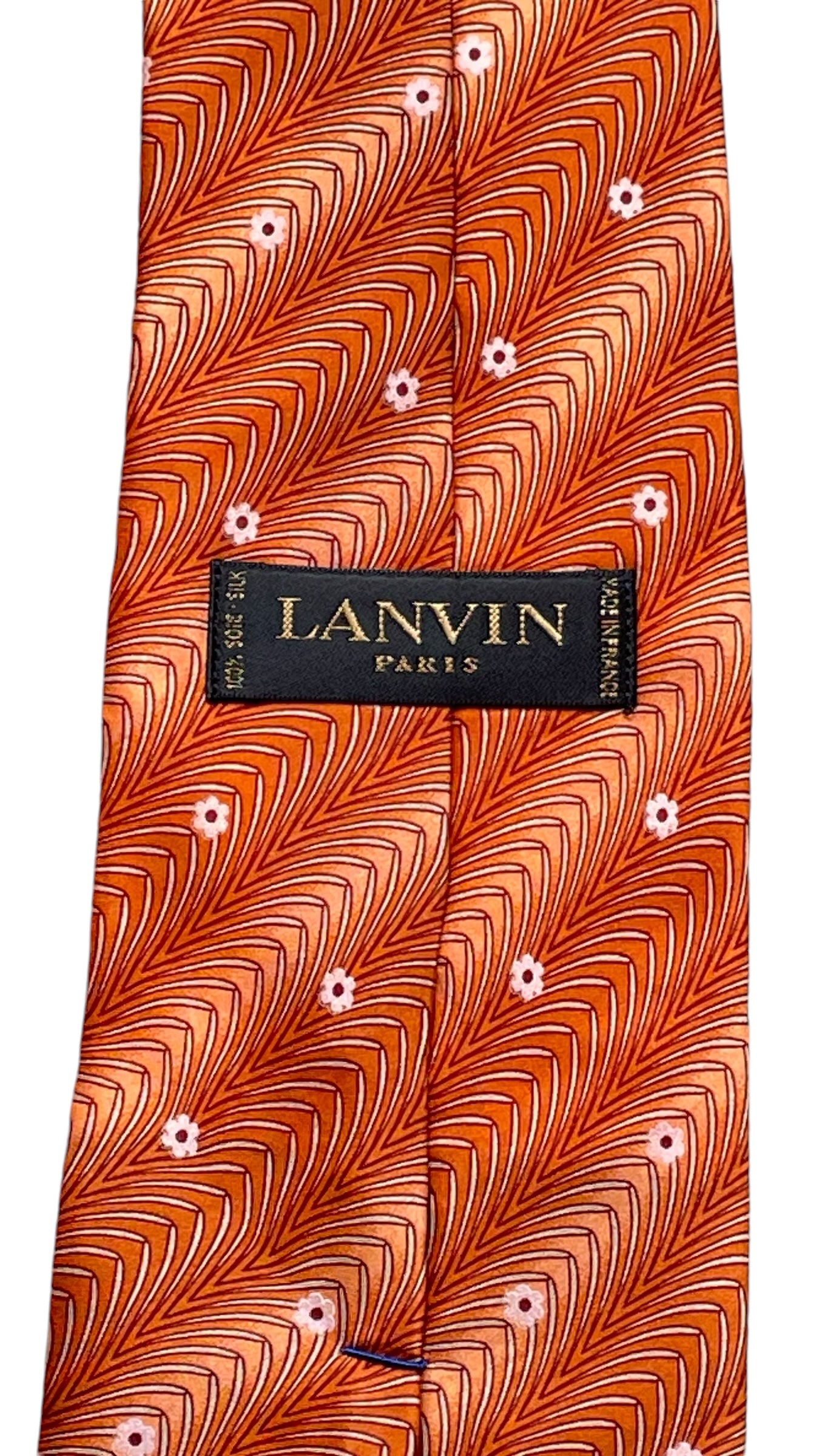 LANVIN Vintage Orange Floral Crepe Silk Tie (9.2 cm by 149 cm)
