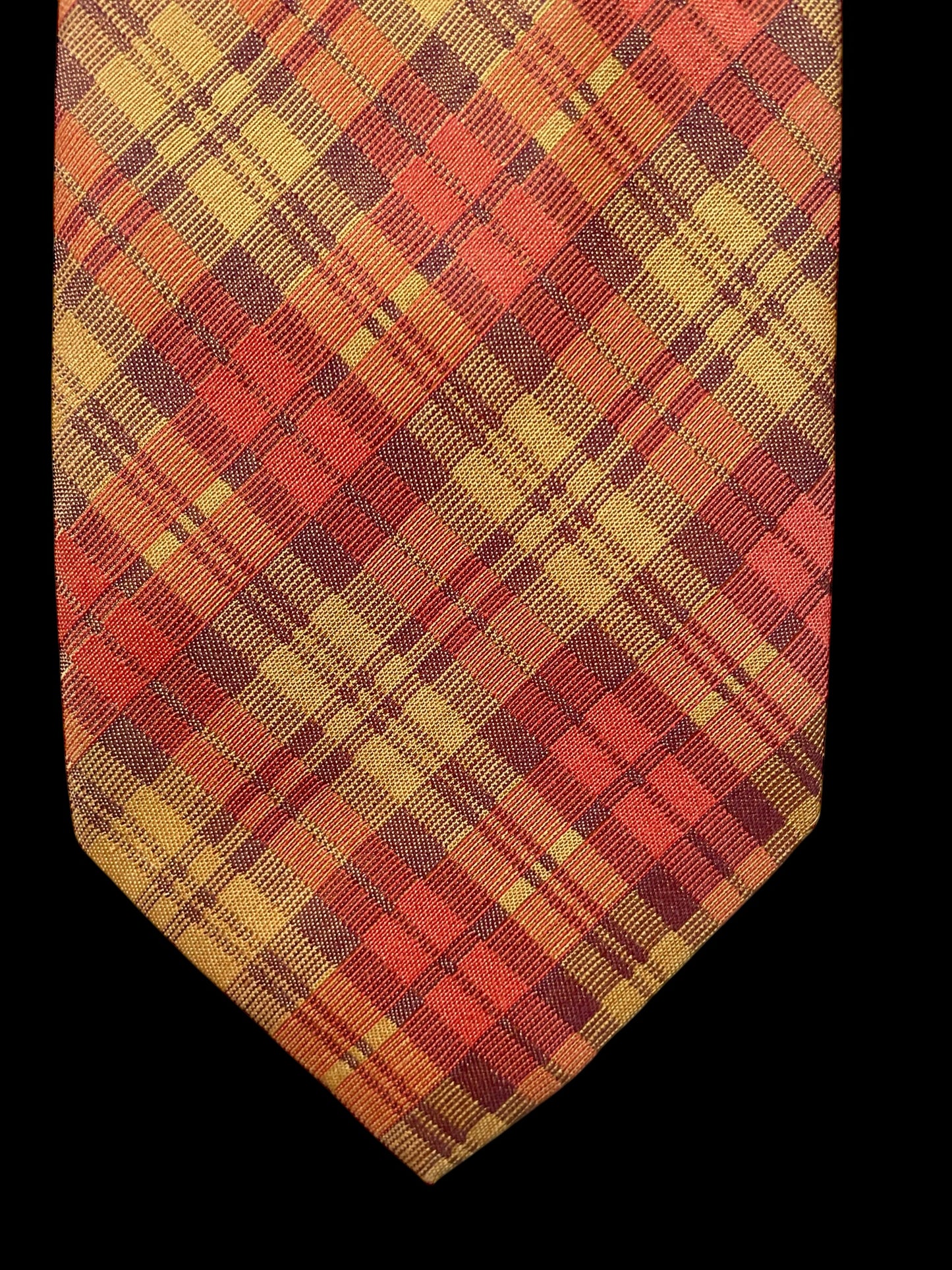 MULBERRY Vintage Orange Checks Silk-Wool Blended Tie ( 9.7 cm by 144 cm)