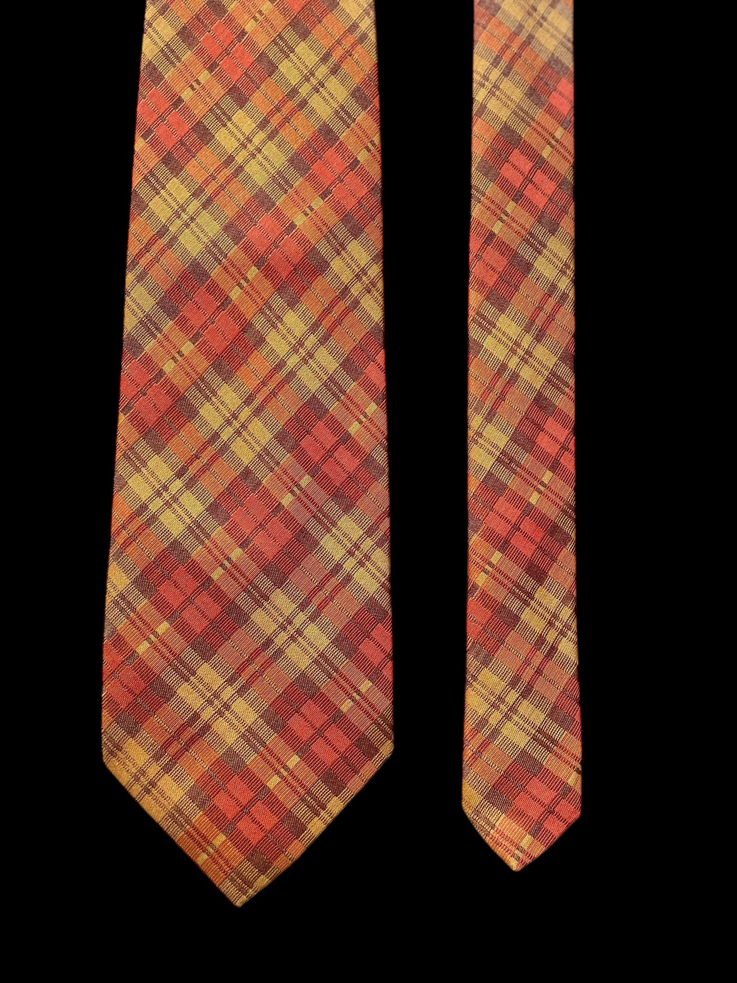 MULBERRY Vintage Orange Checks Silk-Wool Blended Tie ( 9.7 cm by 144 cm)