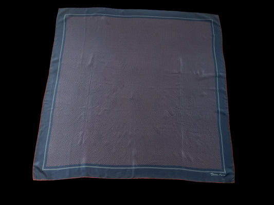 ETIENNE AIGNER Vintage Dark Grey Geometric/Logos Crepe Silk Scarf (87 cm by 87 cm) Hand rolled edges.