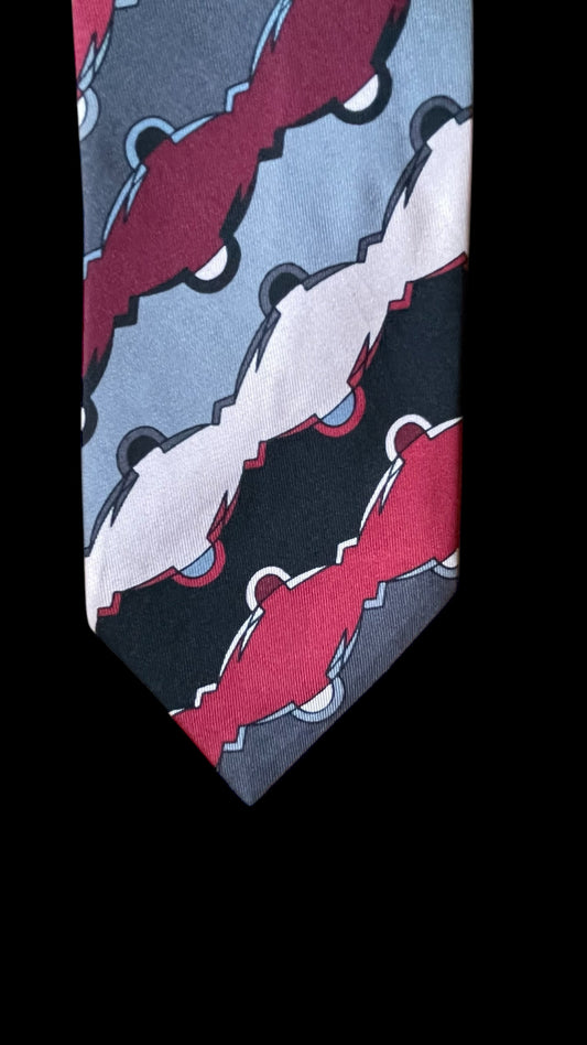 EMILIO PUCCI Vintage Grey Geometric Silk Tie (7.1 cm by 137.5 cm) Small Front Size