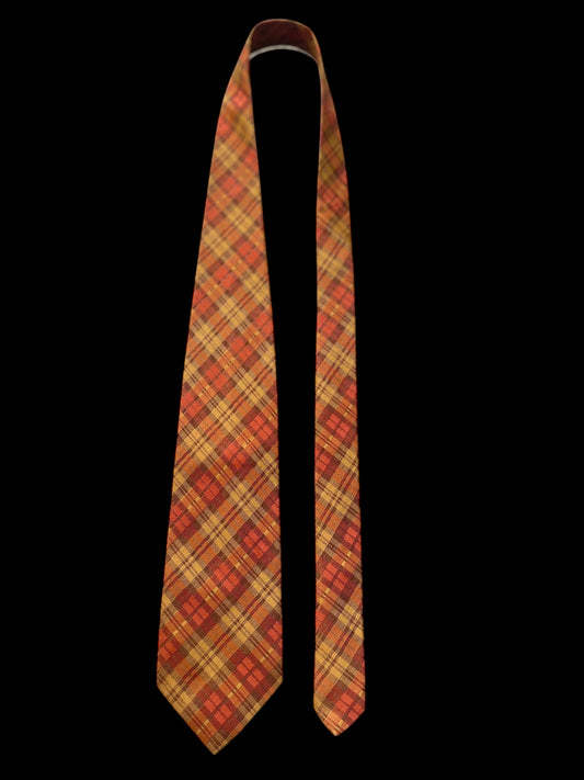 MULBERRY Vintage Orange Checks Silk-Wool Blended Tie ( 9.7 cm by 144 cm)