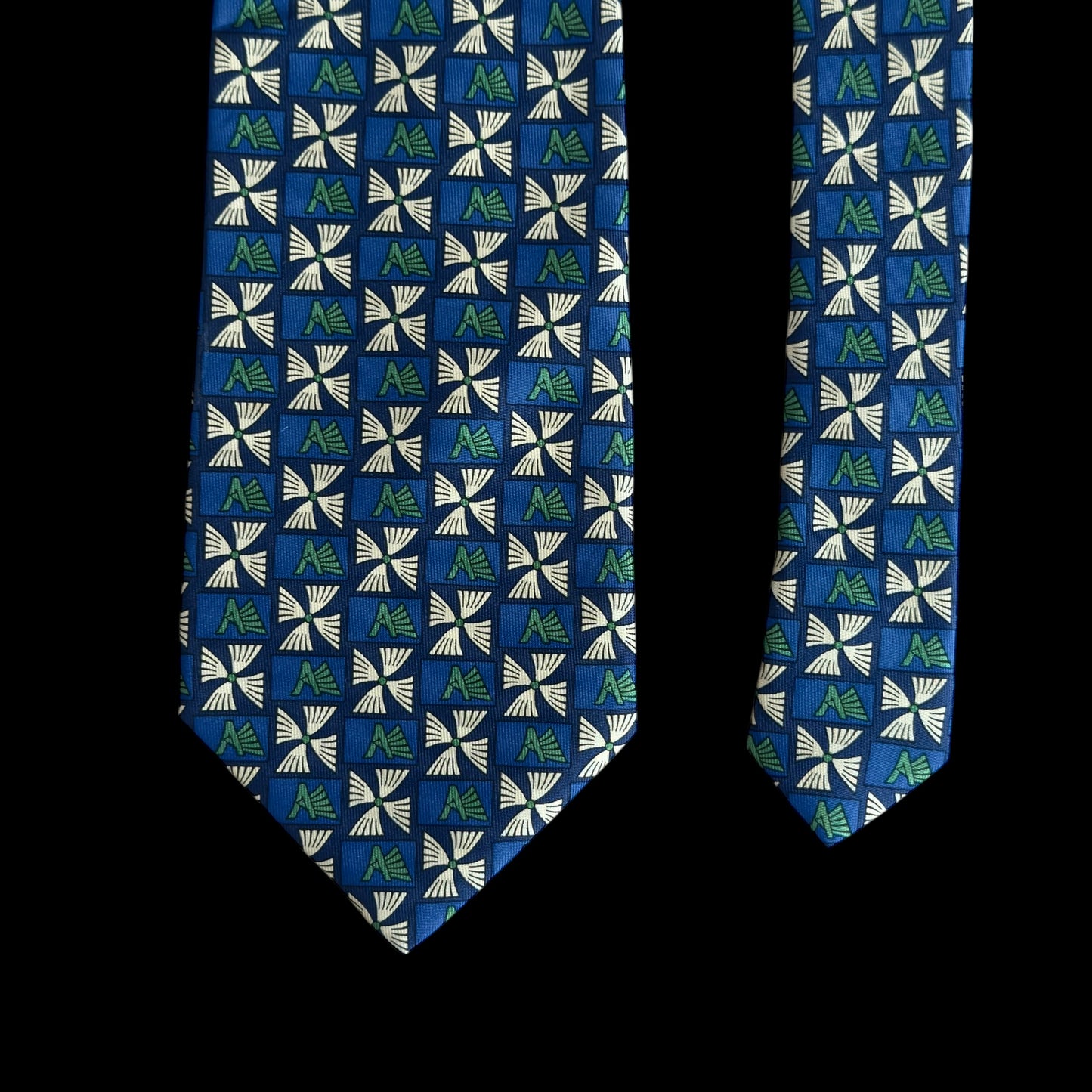 CREATION PROJECTIF Vintage Navy Blue Abstract Silk Tie (9 cm by 151 cm)