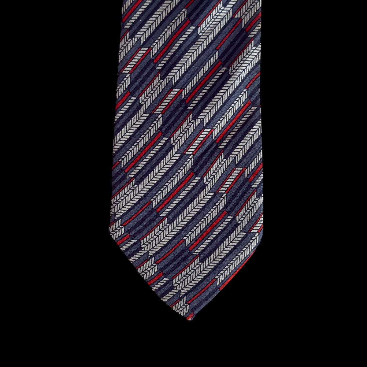 Vintage Grey Geometric Crepe Silk Tie by ROYAL HOUSE Lyon (8 cm by 146.5 cm)