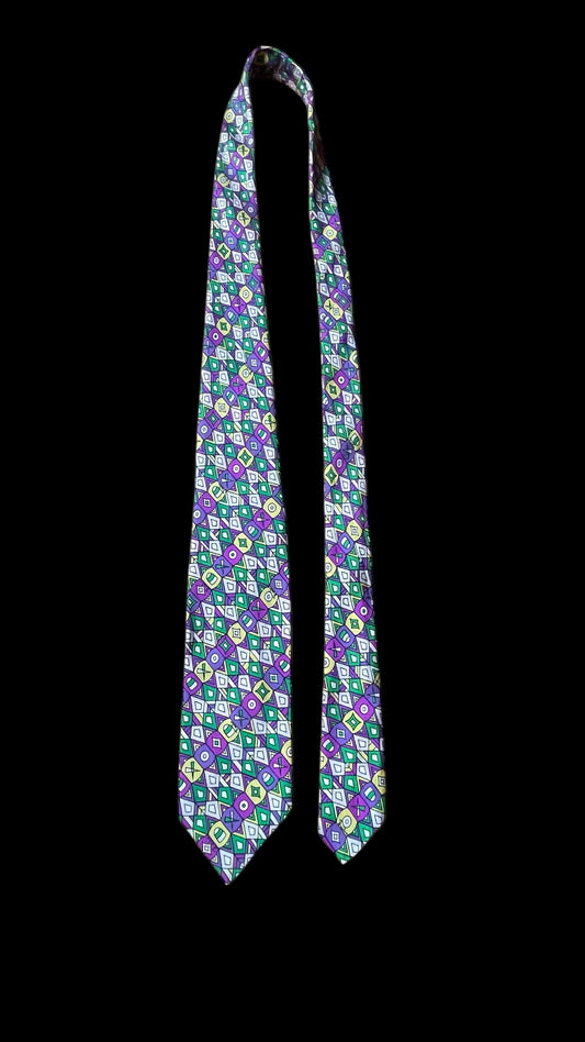 EMILIO PUCCI Vintage faded-Pink  Psychedelic Silk Tie (7.4 cm by 137.5 cm) Small Front Size