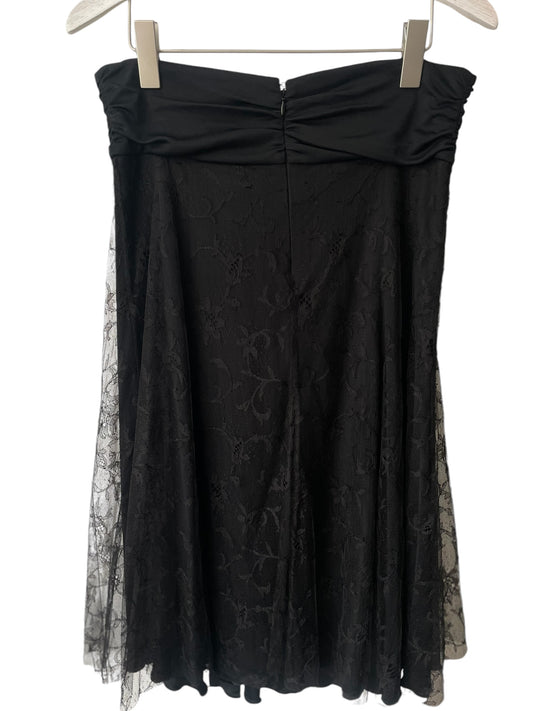 SALVATORE FERRAGAMO Vintage Black Lace Full Skirt. (Italian size 42) Fits U.K. size 10/12