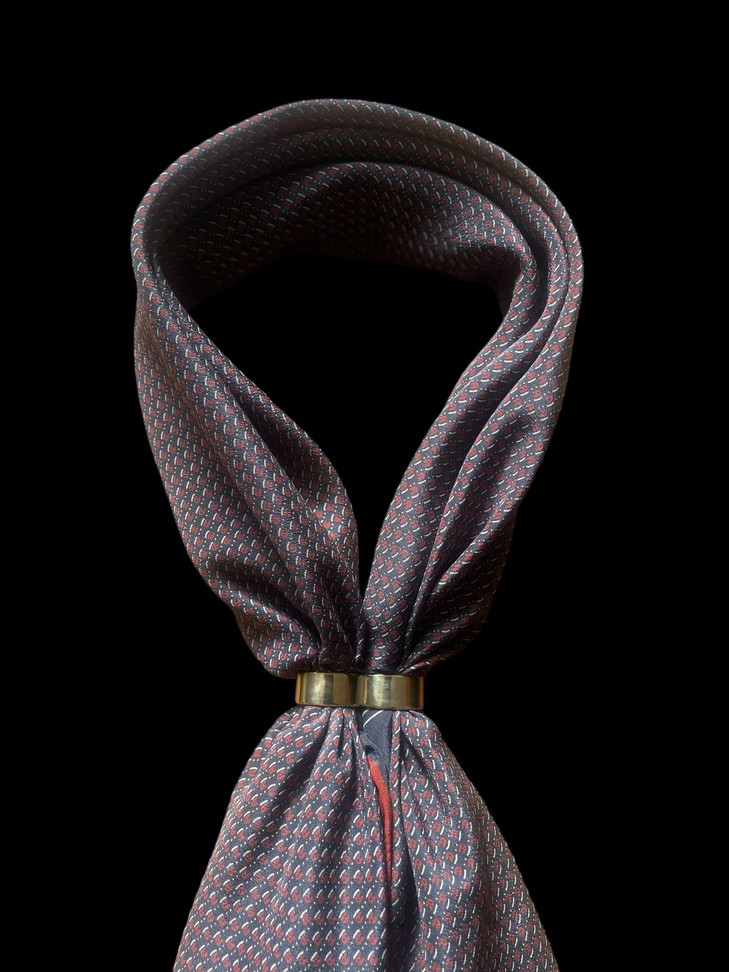 ETIENNE AIGNER Vintage Dark Grey Geometric/Logos Crepe Silk Scarf (87 cm by 87 cm) Hand rolled edges.
