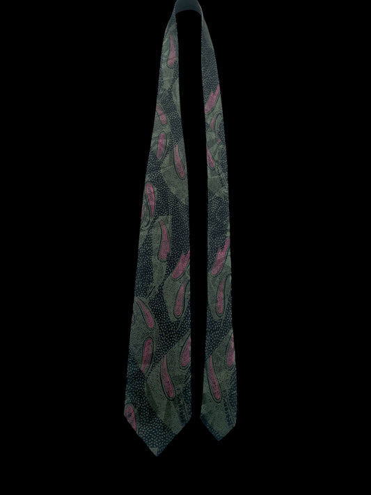 ERMENEGILDO ZEGNA vintage black paisley crepe silk jacquard tie (9 cm by 145 cm) Normal Front Size