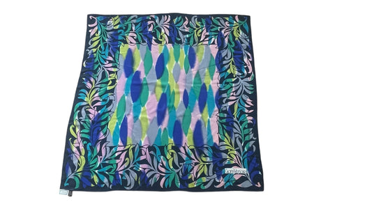 GIANNI VERSACE Vintage Black Abstract/Floral Crepe Silk Scarf (82 cm by 85 cm) Hand rolled edges.