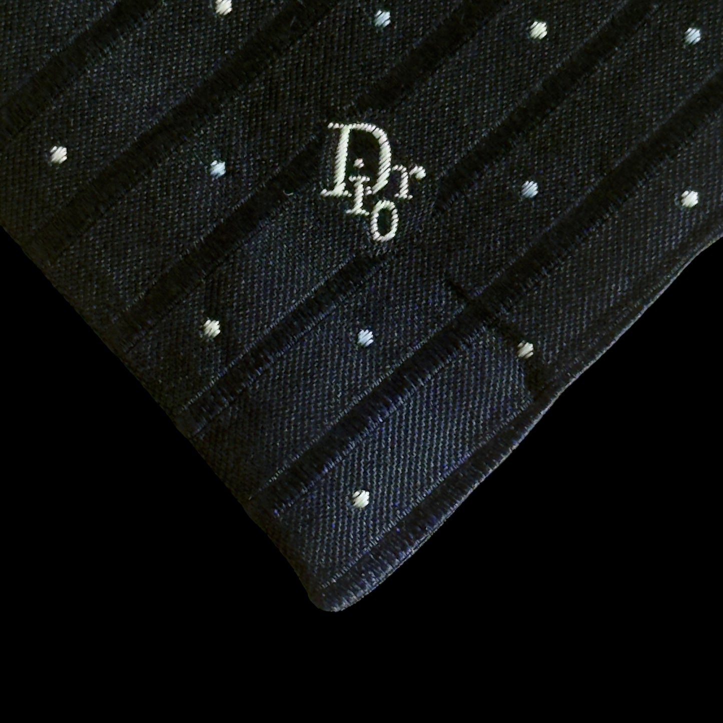 Vintage Black Polka Dots Silk Jacquard Tie By CHRISTIAN DIOR (7.8 cm by 152 cm)