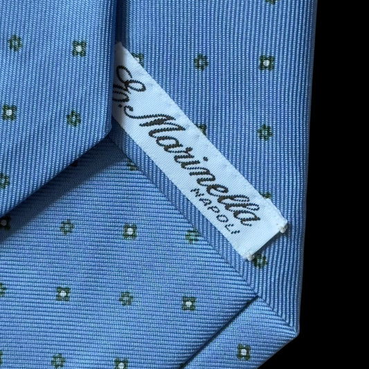 E. MARINELLA Light Blue Floral Dots Silk Tie (8.5 cm by 149 cm) Medium Front
