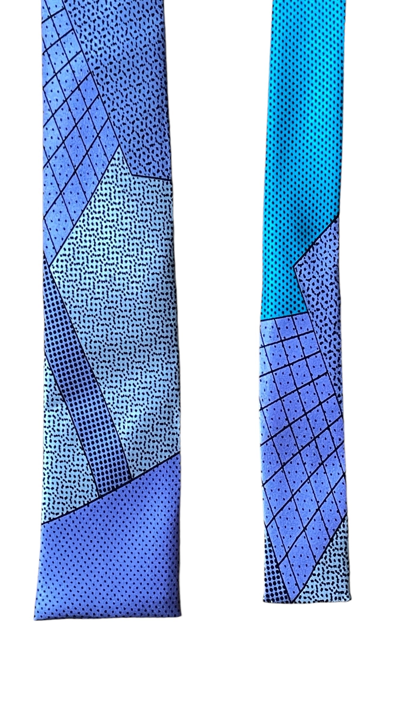 MEMPHIS MILANO Vintage Light Purple Crepe Silk Tie (Skinny Square Front Size 5.2 cm)