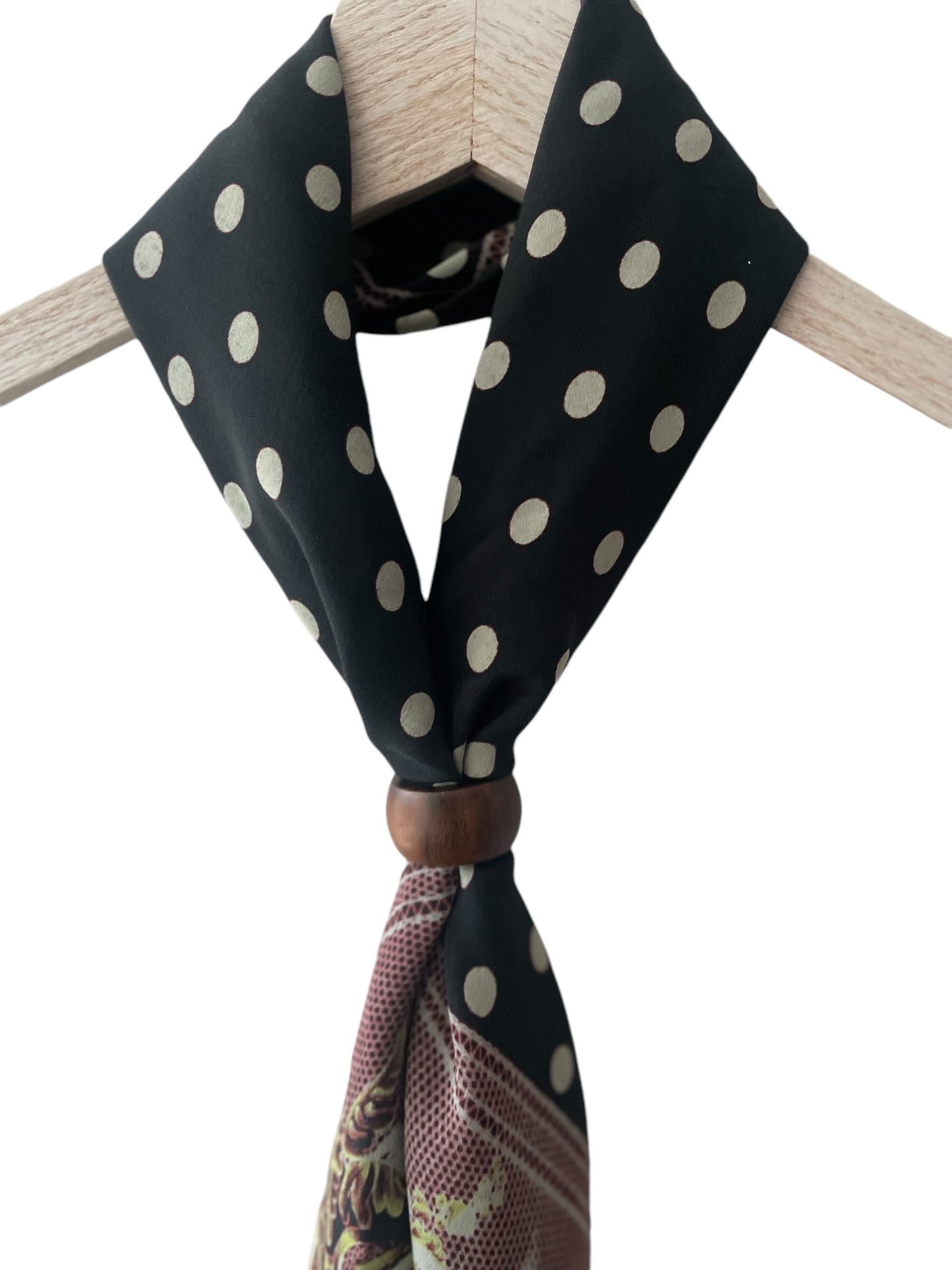 Vintage Black Polka Dots/ Baroque Crepe Silk Scarf by GIANNI VERSACE (84 cm by 90 cm) Hand rolled edges.