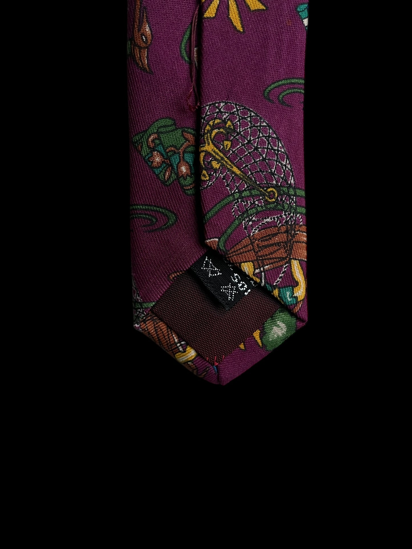 SALVATORE FERRAGAMO Vintage Dark Purple Novelty Silk Tie (9.4 cm by 140 cm) New in Box.