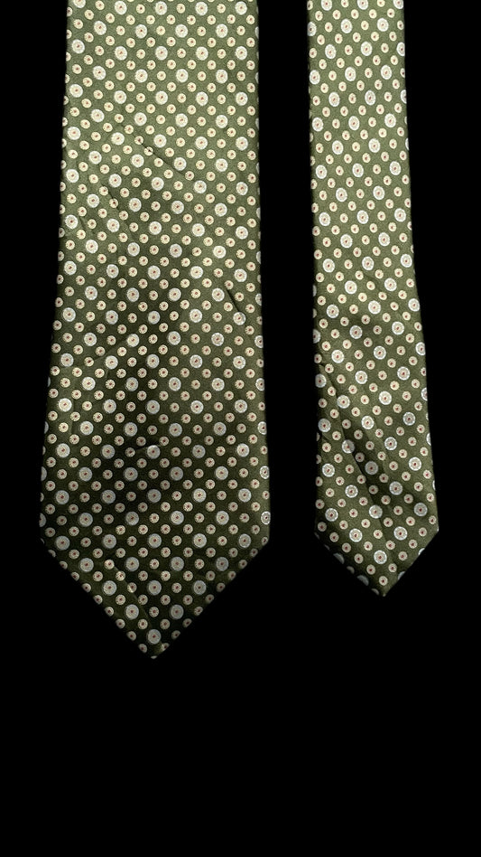 Green Dots Vintage Crepe Silk Tie by STEFANO RICCI (9.7 cm by 156 cm) Normal Front Size.