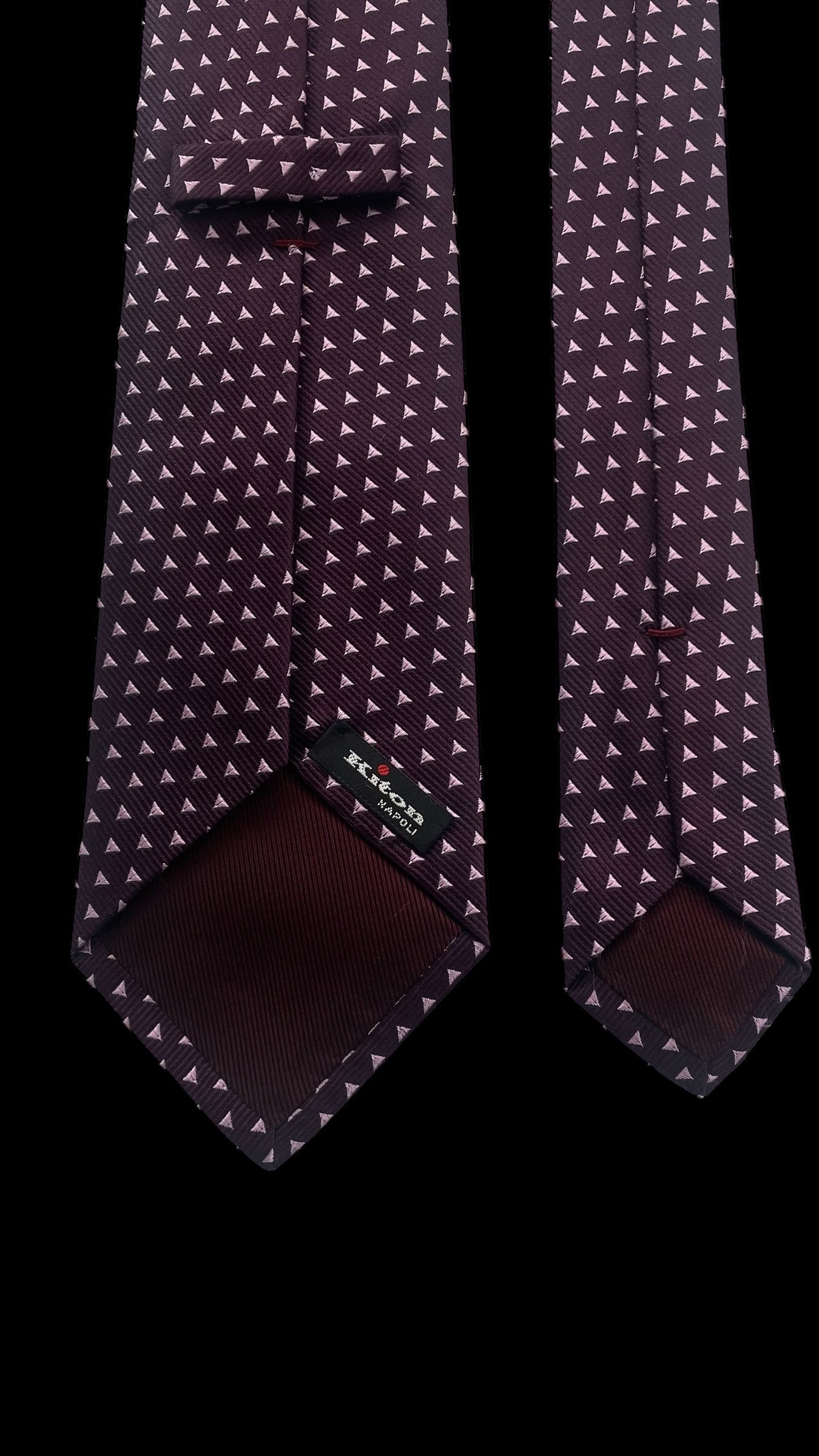 KITON Vintage Dark Purple Geometric Dots Silk Tie (9.2 cm by 153 cm) Longer Length.