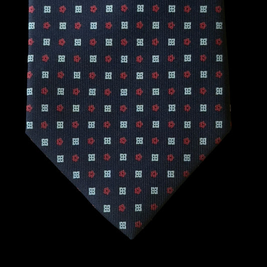E. MARINELLA Navy Blue Floral Dots Silk Tie (9 cm by 150 cm) Standard Front