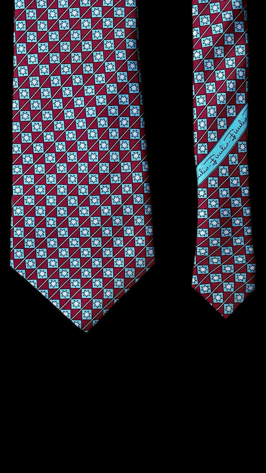 EMILIO PUCCI Vintage Red Geometric/Stars Silk Tie (9.4 cm by 143 cm) Normal Front Size.