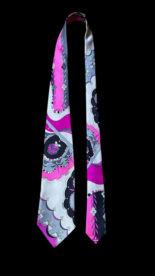 EMILIO PUCCI Vintage Bright Purple Psychedelic Silk Tie (8.8 cm by 135 cm) Normal Front Size