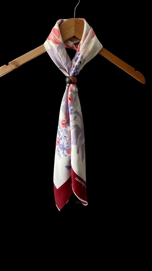 COURREGES Vintage Off White Crepe Silk Scarf (86 cm by 84 cm) Hand rolled edges.