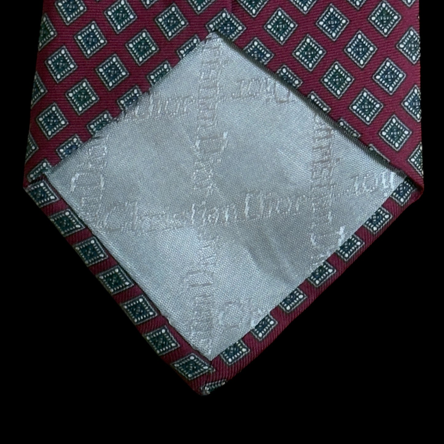 CHRISTIAN DIOR Vintage Burgundy Geometric Dots Silk Tie (8.9 cm by 146 cm)