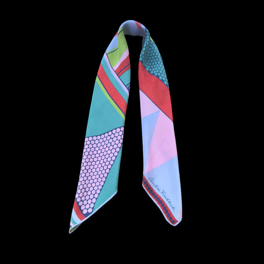 CHRISTIAN FISCHBACHER Vintage Lavender Geometric Crepe Silk Scarf (77 cm by 77 cm)