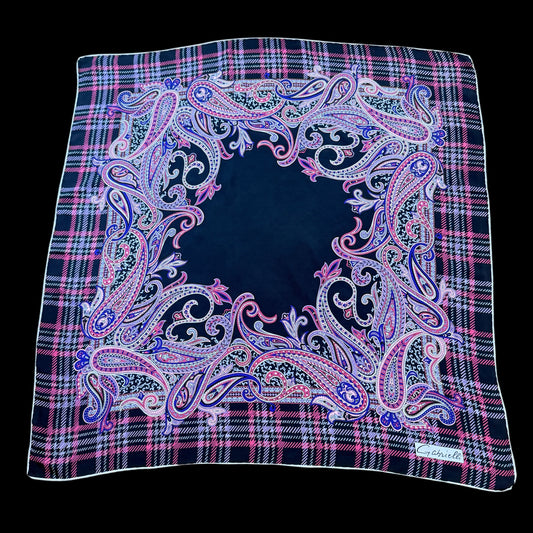 GABRIELLI Vintage Black Paisley Crepe Silk Scarf (84 cm by 86 cm)