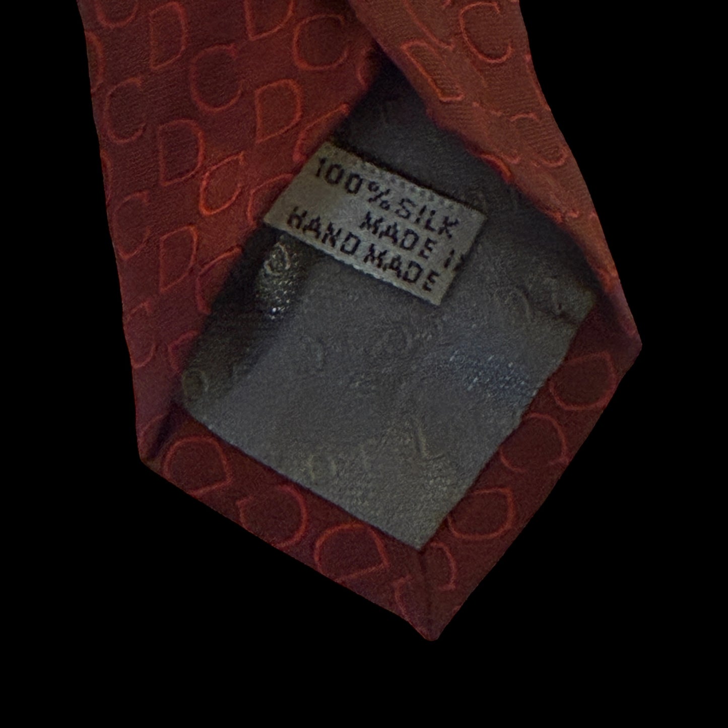 (CHRISTIAN) DIOR Vintage Burgundy CD Logos Silk Jacquard Tie (8.7 cm by 150 cm)
