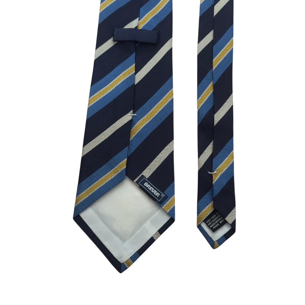 BREUER Vintage Navy Blue Stripes Silk Tie (10 cm by 149.5 cm)