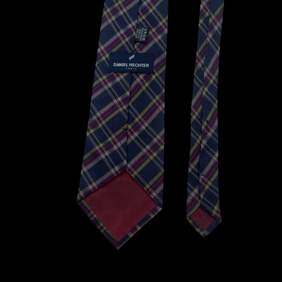 DANIEL HECHTER Vintage Navy Blue Tartan Silk Tie (10.1 cm by 148.5 cm)