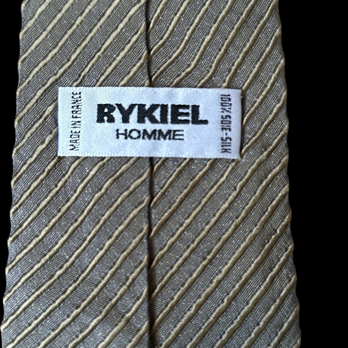 RYKIEL Homme Vintage Khaki Thin Stripes Silk Tie (9.5 cm by 154.5 cm)
