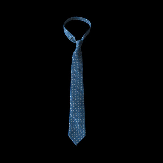 Vintage Teal Rabbits Silk Tie by HERMES (7.8 cm by 159.5 cm)