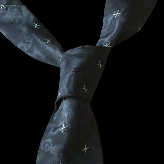 Vintage Black Abstract Silk Jacquard Tie By A. SULKA Company (6.5 cm by 132 cm)