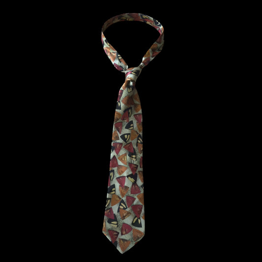 Vintage Beige Abstract Crepe Silk Jacquard Tie By BRIONI (9.2 cm by 150.5 cm)