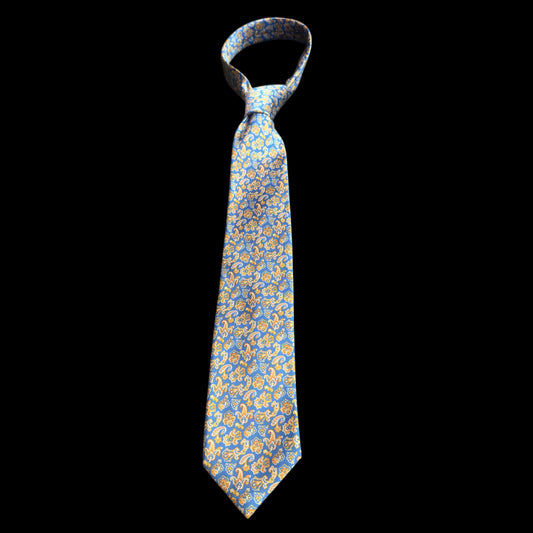 Vintage Blue Paisley Crepe Silk Tie By STEFANO RICCI (8.7 cm by 157 cm)