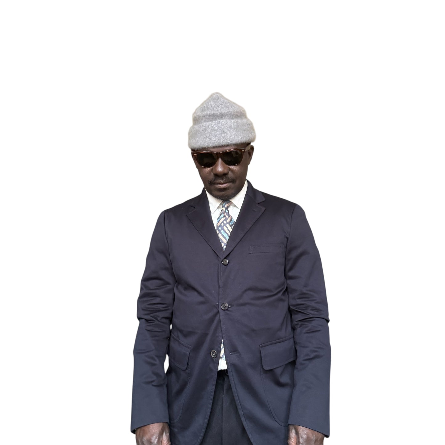 MIYAKE Design Studio Grey Abstract Silk Tie (9.3 cm by 147.5 cm) Medium Front