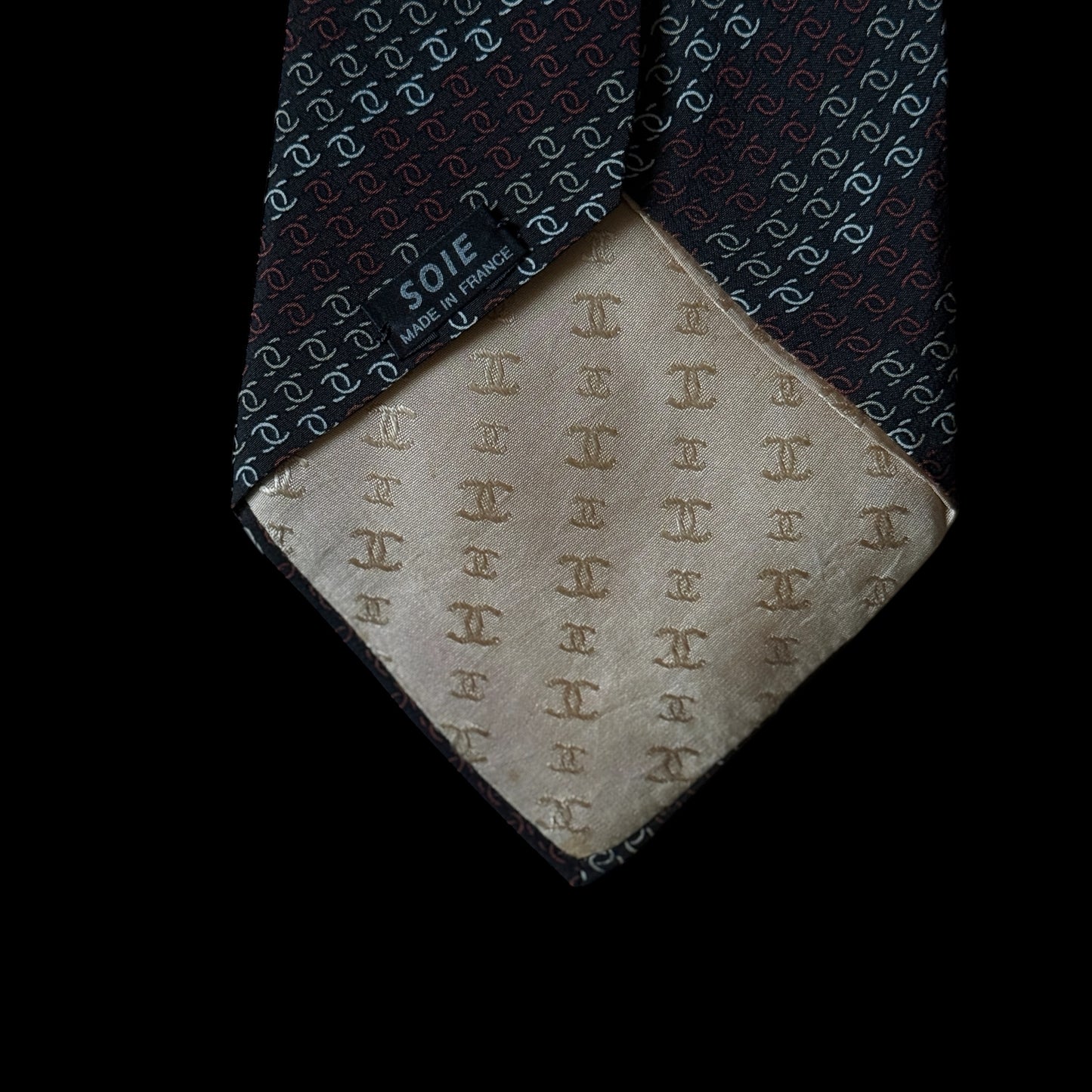 CHANEL Vintage Dark Brown CC Logos Crepe Silk Tie (10.3 cm by 149 cm) Wider Front.