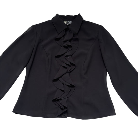 EDGAR VOS Vintage Black Ruffled Long Sleeves Jacket/Blouse.